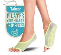 Tucketts Womens Pilates Yoga Socks, Toeless Non Slip Skid - Ballerina Style (Chaux Gris)
