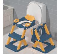 TuckInn Siège de toilette 2 en 1, pour garçon, avec tabouret étape, échelle, siège rembourré et protection anti-éclaboussures, bleu et jaune