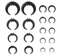 Tucnoeu Ensemble de piercing septum 18 pièces en acrylique noir - Kit d'étirement de septum - Anneaux de nez - Anneaux de septum pour femmes et hommes