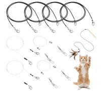 Tucnoeu Lot de 8 cordes de rechange pour baguette de chat - 8 cordes en nylon durable avec fermoirs mousquetons pour tous les leurres, bâton de chat - 63,5 cm de long, ajustement universel