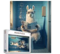 Tucoco Store Puzzle de lama avec journal assis sur un siège de toilettes 1 000 pièces, pour adultes, puzzle de bricolage coloré pour la décoration de la maison, jeu difficile pour les activités