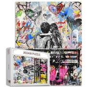 Tucocoo Banksy Casse-tête graffiti pour adultes de 1 000 pièces, couple amoureux assis sur un banc - Puzzle coloré à faire soi-même pour décoration de la maison, puzzle familial, parfait pour les