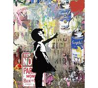 Tucocoo Banksy Pop It Peinture à l'huile Banksy Girl et ballon Peinture à l'huile Graffiti Art Toile Peinture à l'huile par numéros DIY Peinture acrylique pour décoration de salon (40,6 x 50,8 cm)