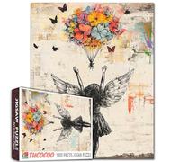 Tucocoo Banksy - Puzzle Ange Girl de 1000 pièces rétro pour adultes, art floral - Puzzle de 1 000 pièces pour jeux familiaux - Puzzle pour loisirs créatifs - Pour décoration d'intérieur et cadeaux