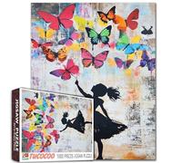 Tucocoo Banksy - Puzzle de 1000 pièces pour fille - Puzzle papillon Street Art pour adultes - Puzzles artisanaux pour décoration de la maison - Cadeaux éducatifs de 1000 pièces - Puzzle familial pour