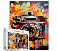Tucocoo Casse-tête caméra graffiti pour adultes 1000 pièces, puzzle pop art Banksy Street 68,6 x 50,8 cm, casse-tête coloré à faire soi-même pour décoration de la maison, cadeaux, puzzle familial,