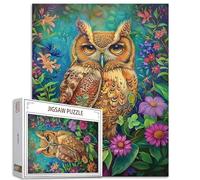Tucocoo Casse-tête chouette marron de 1 000 pièces pour adultes, fleurs sauvages, feuilles, animaux artistiques, jeux d'activités familiales, puzzle coloré à faire soi-même pour décoration d'intérieur