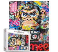 Tucocoo Casse-tête de 1000 pièces pour adultes - Peinture de graffiti singe - Puzzle coloré Street Art Radio de 1000 pièces pour défi - Jeu d'activités familiales - Banksy Art DIY - Décoration murale