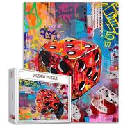 Tucocoo Casse-tête de casino amusant pour adultes de 1000 pièces, puzzle rétro graffiti rue pop art 68,6 x 50,8 cm, casse-tête coloré à faire soi-même pour la décoration de la maison, puzzle familial,