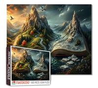 Tucocoo Fantasy Mountain Puzzle de 1000 pièces pour adultes, paysage de rivière qui coule du livre ouvert, puzzle de scène de nature fantaisiste pour la détente, jeux familiaux, décoration murale de