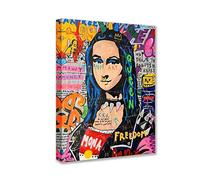 Tucocoo Graffiti Femme Art mural abstrait Mona Lisa Peinture colorée Street Pop Art Photos classique moderne Décoration d'intérieur pour salon chambre à coucher encadrée prête à accrocher