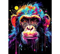 Tucocoo Graffiti Monkey Paint by Number for Adults Kit de peinture à l'huile numérique DIY sur toile avec pinceaux et pigment acrylique, style dessin animé coloré, décoration murale
