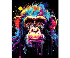 Tucocoo Graffiti Monkey Paint by Number for Adults Kit de peinture à l'huile numérique DIY sur toile avec pinceaux et pigment acrylique, style dessin animé coloré, décoration murale