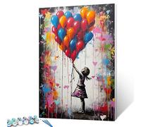 Tucocoo Kit de peinture à l'huile numérique par numéro pour adultes, peinture à l'huile sur toile avec pinceaux et pigments acryliques, œuvre d'art de rue de Banksy Little Girl pour décoration