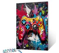 Tucocoo Kit de peinture par numéros de manette de jeu avec pinceaux et pigments acryliques sur toile pour adultes, image de Banksy Graffiti Pop pour décoration murale d'intérieur, cadeaux, 40,6 x 50,8