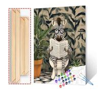 Tucocoo Kit de peinture par numéros simple et joyeux avec pinceaux et pigments acryliques sur toile pour adultes, image d’animaux lisant des journaux pour décoration murale à domicile, cadeaux 40,6 x