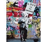 Tucocoo Love is The Answer Kit de peinture à l'huile par numéro Banksy 40,6 x 50,8 cm sur toile Banksy pour enfants, étudiants, adultes, débutants avec pinceaux et pigments acryliques (sans cadre)