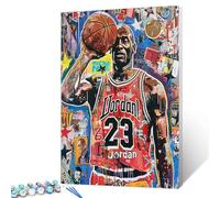 Tucocoo Peinture par numéros représentant un homme volant dans l'air pour adultes et enfants, motif étoile de basket-ball, peinture par numéros pour enfants, débutants, 40,6 x 50,8 cm, peinture style