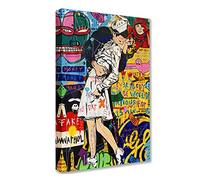 Tucocoo Peintures romantiques pour salon - Graffiti créatif - 1 panneau sur toile - Art contemporain - Décoration d'intérieur encadrée et prête à être accrochée - 61 x 91,4 cm