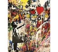 Tucocoo Pop Street Oil Painting by Number Kit, Banksy Canvas Oil Painting for Kids Students Adults Beginners with Brushes and Acrylic Pigment (Frameless)