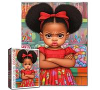 Tucocoo Pouty Little Afro Bun Girl Puzzle 1000 Pièces pour Adultes, Puzzle Fille Africaine pour Jeux d'Activités Familiales Difficiles, Puzzle DIY pour