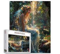 Tucocoo Puzzle 1000 pièces pour adultes, ange dans la forêt, jardin, peinture, magique, brillant, fée, jeu, sourire, fille, paysage, art, décoration murale, bricolage