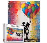Tucocoo Puzzle 1000 pièces pour adultes, graffiti, couple, pop art, street art, puzzle ballon arc-en-ciel, pour activités familiales stimulantes