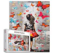 Tucocoo Puzzle 1000 pièces pour adultes, motif papillons colorés, puzzle Banksy Girl de 1000 pièces pour jeu d'activités familiales stimulantes, graffiti, street art