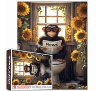 Tucocoo Puzzle artistique de 1 000 pièces de tournesols rustiques pour adultes, lecture d'animaux de journaux pour jeux d'activités familiales, loisirs créatifs, cadeau, décoration d'intérieur