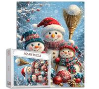 Tucocoo Puzzle bonhomme de neige de Noël de 1000 pièces pour adultes, style classique, 50 x 70 cm, 650 g, 1 lot, 1 puzzle