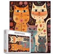Tucocoo Puzzle Chats pour Adultes 1000 Pièces - Fleurs Abstraites, Animaux, Œuvre d'Art 50,8 x 68,6 cm - Coloré à Faire Soi-Même pour Décoration Murale, Cadeaux