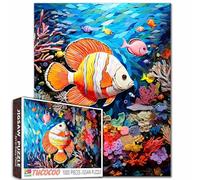 Tucocoo Puzzle coloré du monde sous-marin pour adultes de 1000 pièces, puzzle de récif de corail vif et poissons tropicaux, puzzle d'art océanique en papier pour décoration d'intérieur, soulagement du