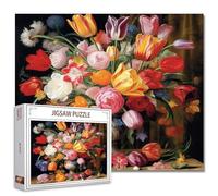 Tucocoo Puzzle de 1 000 pièces de fleurs de tulipes pour adultes, vase vintage nature morte pour jeux d'activités familiales, puzzle à faire soi-même pour décoration d'intérieur, cadeaux - 68,6 x 50,8
