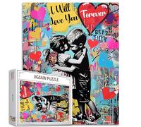 Tucocoo Puzzle de 1 000 pièces pour adultes Banksy Petite fille et garçon Peinture Puzzle coloré Graffiti 1 000 pièces pour jeu d'activités familiales Street Art DIY Décoration murale
