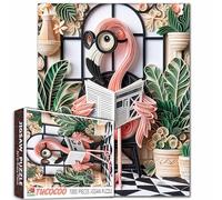 Tucocoo Puzzle de 1000 pièces pour adultes - Flamant rose - Lecture dans une chambre botanique - Puzzle d'art en papier fantaisiste - Cadeau pour la décoration de la maison - Puzzle amusant pour défi