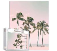 Tucocoo Puzzle de 1000 pièces pour adultes - Plage de palmiers - Ciel rose - Paysages de bord de mer - Puzzle de 1 000 pièces pour jeux d'activités familiales - Puzzle à faire soi-même - Décoration
