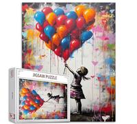 Tucocoo Puzzle de ballons colorés pour adultes de 1000 pièces, puzzle street art Banksy de 69 x 51 cm, puzzle coloré pour décoration d’intérieur