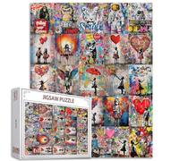 Tucocoo Puzzle de graffiti Street Art de 1 000 pièces impossibles pour adultes, collage coloré de Banksy Girl Artwrok pour jeux d'activités familiales, puzzle à faire soi-même pour décoration