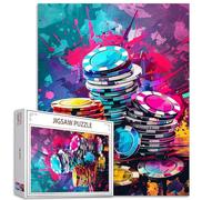 Tucocoo Puzzle de jetons de casino de luxe de 1 000 pièces pour adultes, graffiti Street Art pour jeux d'activités familiales, puzzle coloré à faire soi-même pour décoration d'intérieur