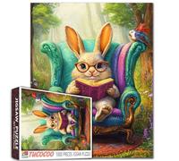 Tucocoo Puzzle lapin avec lunettes de 1 000 pièces pour adultes, chaise d'animaux de la forêt, jeux d'activités éducatives, bricolage, cadeau, décoration d'intérieur