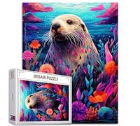 Tucocoo Puzzle mignon de 1 000 pièces pour adultes, animaux de l'océan, art abstrait, jeux d'activités familiales, puzzle coloré à faire soi-même pour décoration d'intérieur