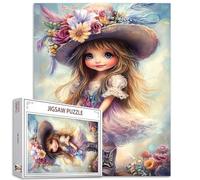 Tucocoo Puzzle mignon pour petite fille pour adultes de 1000 pièces, fleurs chapeau fantastique, casse-tête d'art coloré pour décoration de la maison, cadeaux, puzzle familial parfait pour les soirées