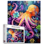Tucocoo Puzzle pieuvre de 1 000 pièces pour adultes, animaux marins, art abstrait, jeux d'activités familiales, paysage océanique coloré, puzzle à faire soi-même pour décoration d'intérieur