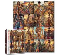 Tucocoo Puzzles de 1 000 pièces pour filles noires de l'Amérique, Afrique, animaux sauvages, savane, art de la savane, casse-tête coloré pour décoration d'intérieur, puzzle stimulant pour jeu familial