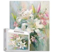 Tucocoo Puzzles Lys Blanc pour Adultes 1000 Pièces Fleurs Style Art de Jardin Floral Multicolore Bricolage pour Décoration Maison Cadeaux Puzzle Familial Parfait pour les Fêtes