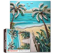 Tucocoo Tropical Beach Boardwalk Puzzle de 1000 pièces pour adultes, puzzle d'art en papier avec palmiers, vagues de l'océan, chemin côtier - Puzzle relaxant cadeau, nuit de jeux en famille