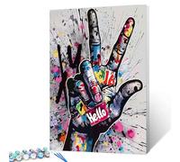 Tucocoo Two Fingers Means Number Six Graffiti Peinture à l'huile par numéros pour adultes Décoration murale Cadeau 40,6 x 50,8 cm