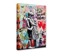 Tucocoo Œuvre d'art pour murs de la maison Banksy Street Graffiti Images abstraites Peinture colorée 1 panneau Pop Art Art moderne Décoration d'intérieur pour salon encadrée prête à accrocher