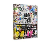 Tucocoo Œuvre d'art pour murs de maison, graffiti, amour, images de Banksy Street Pop Art 1 panneau sur toile abstraite, amant, œuvre d'art moderne pour décoration d'intérieur pour salon, chambre à