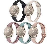 TUCOMO Lot de 5 bracelets de montre de rechange fins en silicone compatibles avec Garmin Lily 2/Lily 2 Classic/Active - Bracelet de rechange fin et souple pour montre Garmin Lily 2 pour femme